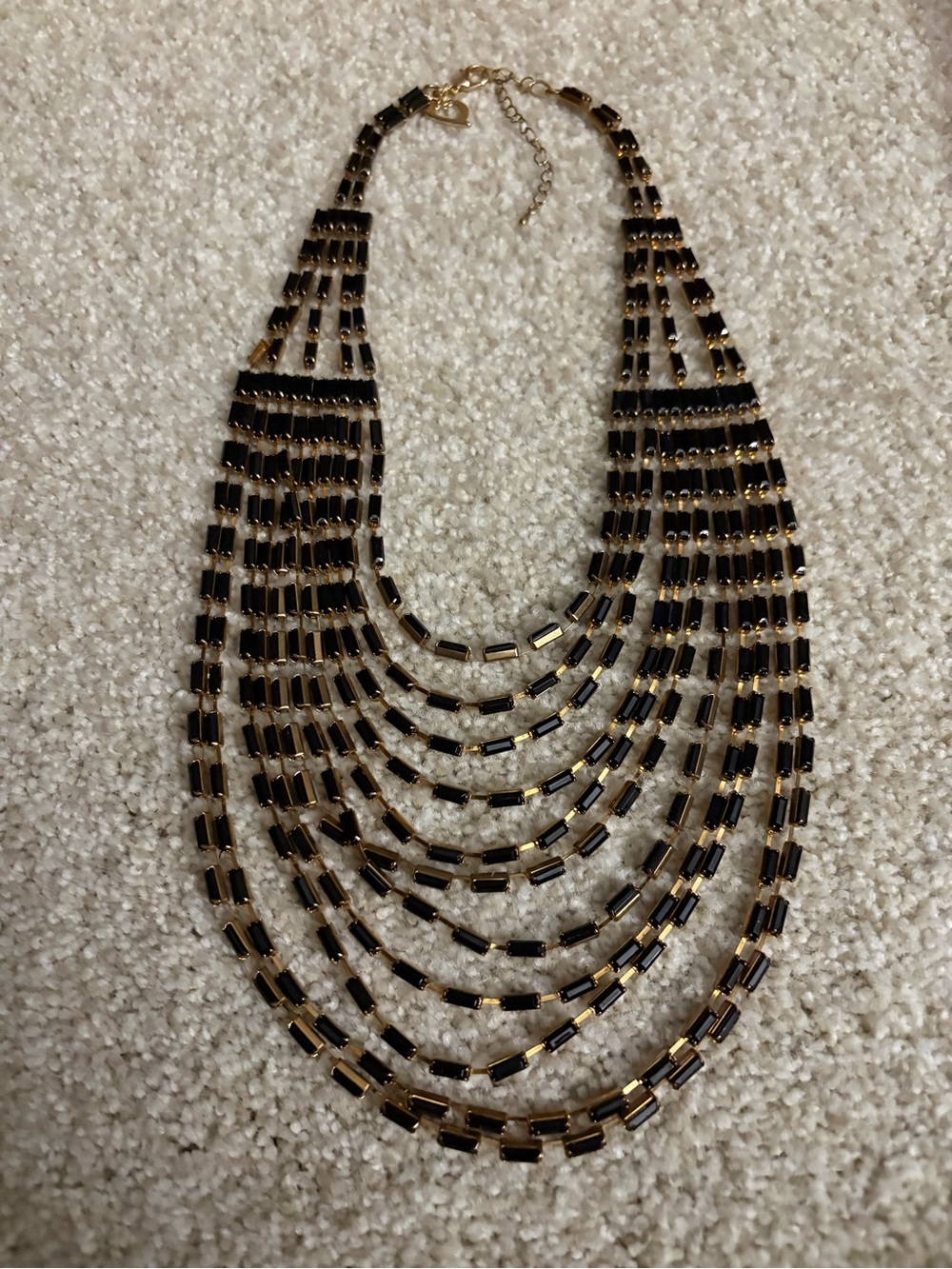 Black and Gold Multi-Strand Statement Necklace